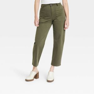 Women's High-Rise Barrel Leg Pants - Universal Thread Green 4